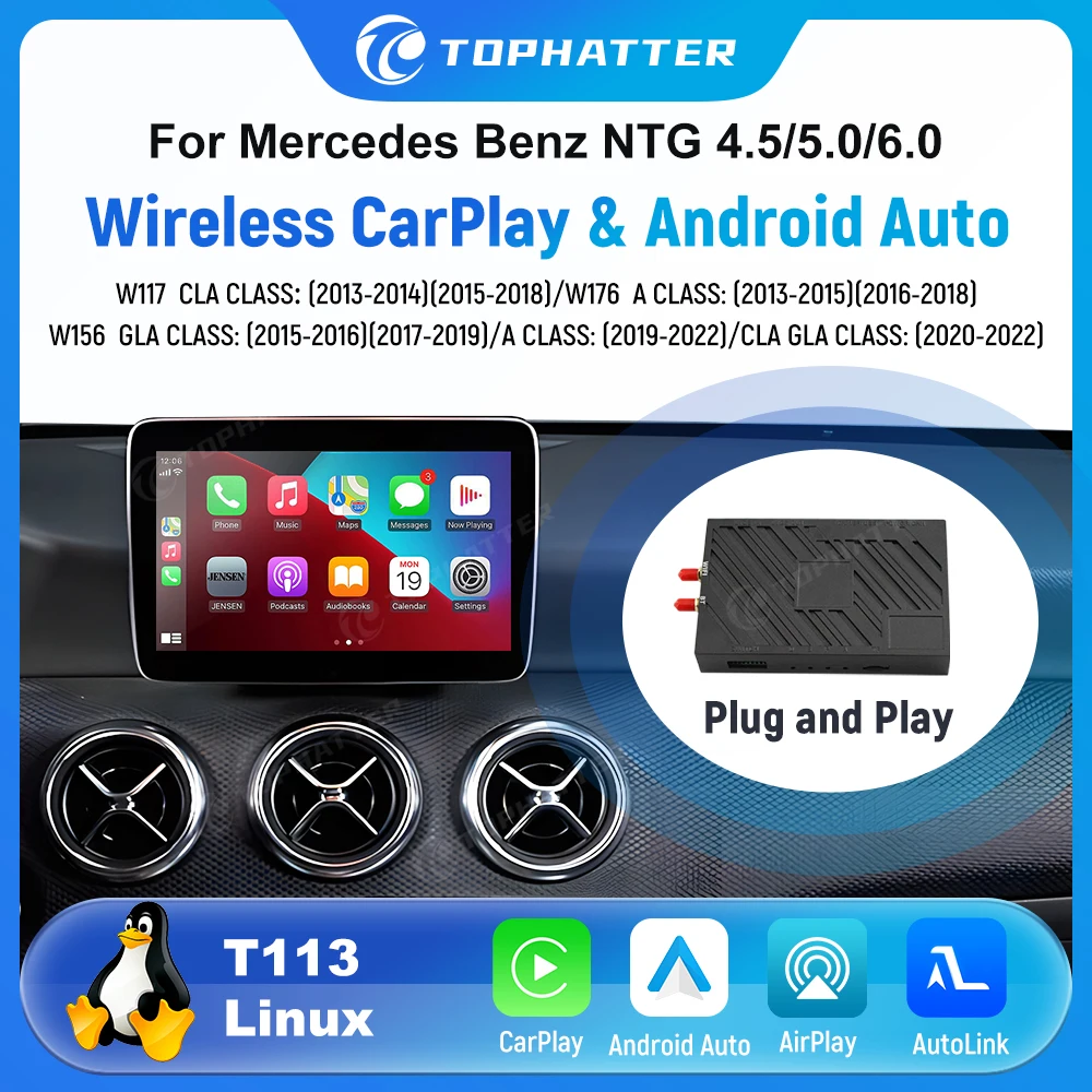 

Linux Car Decoder for Mercedes-Benz W117 W176 W156 CLA GLA 2013-2022 CarPlay Upgrade Adapter System HD Video Interface Box