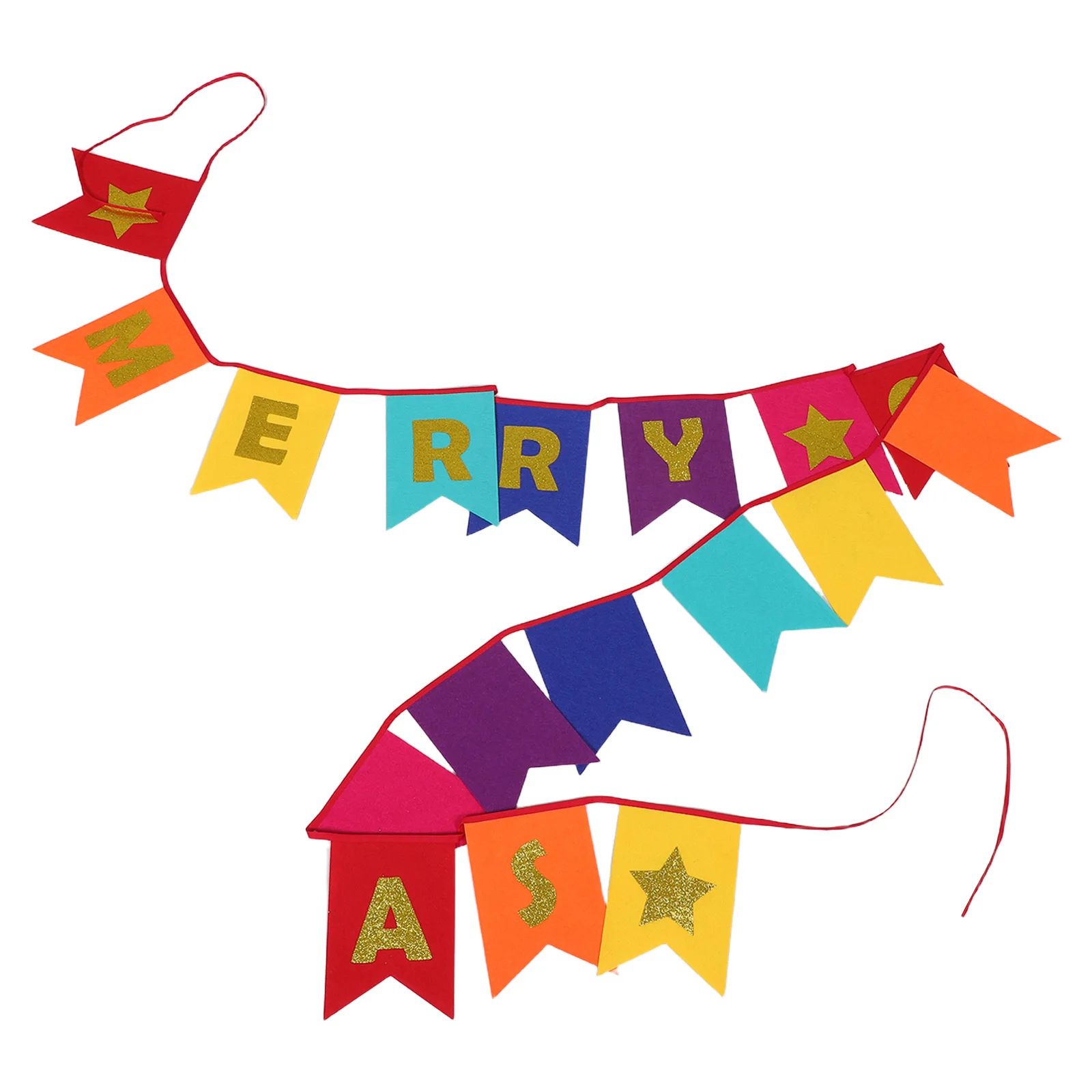 

Christmas Party Decorations Colorful Nonwoven Pennant Banner Flags Merry Christmas Swallowtail Bunting Fabric Garland