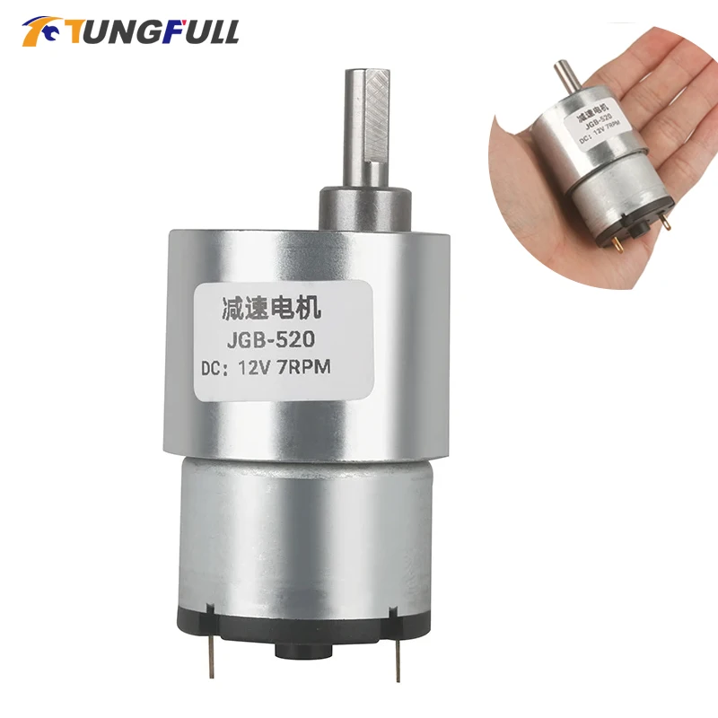 JGB37-520 6V/12V/24V DC Gear Motor 7RPM-960RPM High Torque Gear Box Micro Speed Adjustable Reversible Reduction Geared Motor