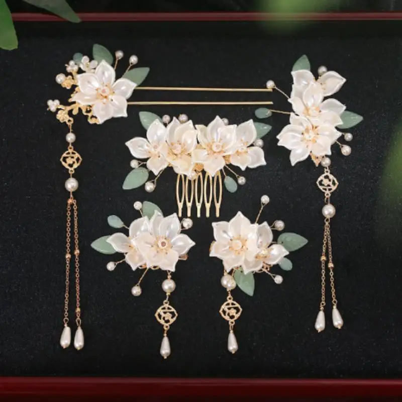 

5Pcs/Set Featuring Vintage Floral And Tassel Designs Handmade Hanfu Hair Accessories Elegant Classical Style Headress!