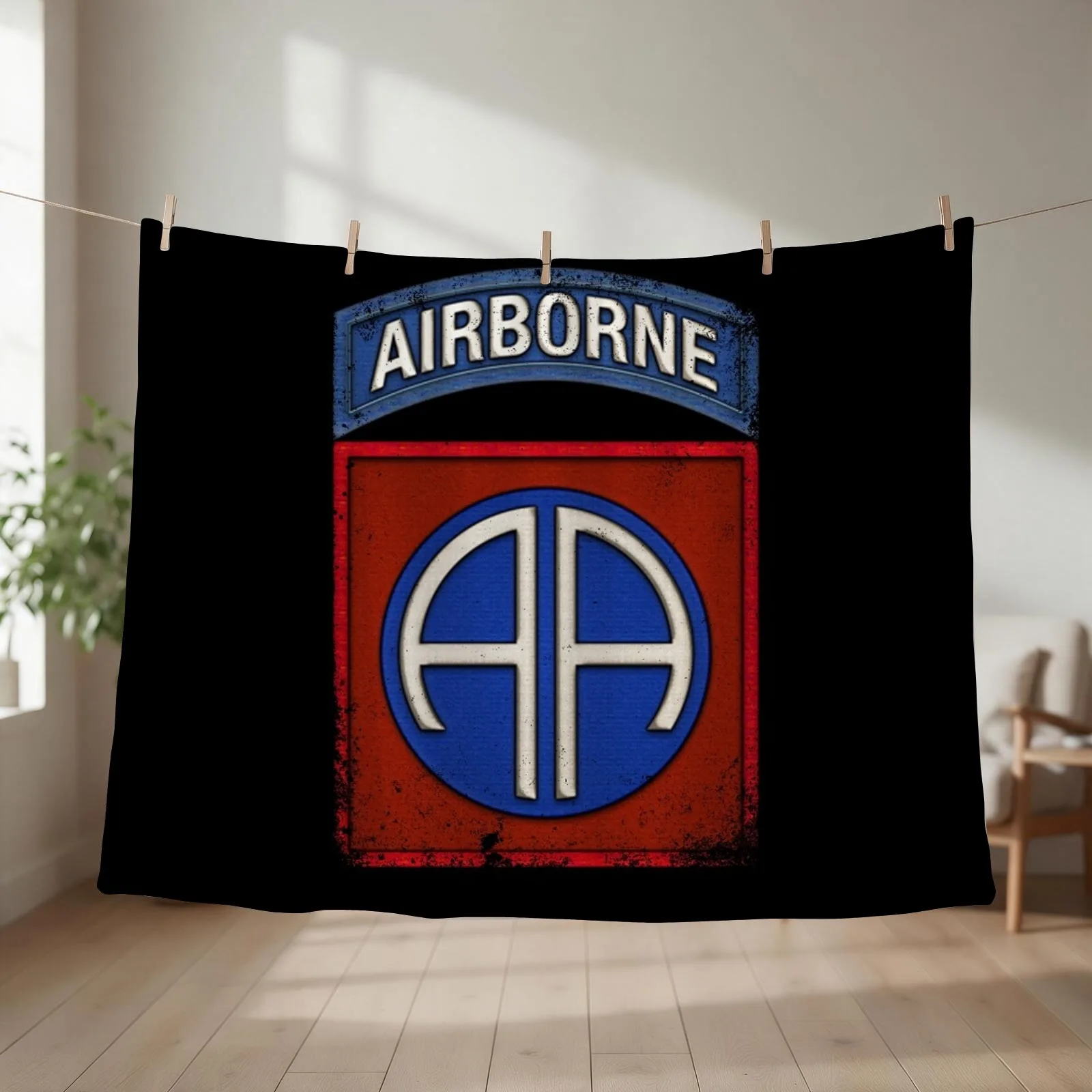 82nd Airborne Div Parachutist Wings and Patch - Distressed Throw Blanket Multi-Purpose Giant Sofa Sofas Thins Blankets