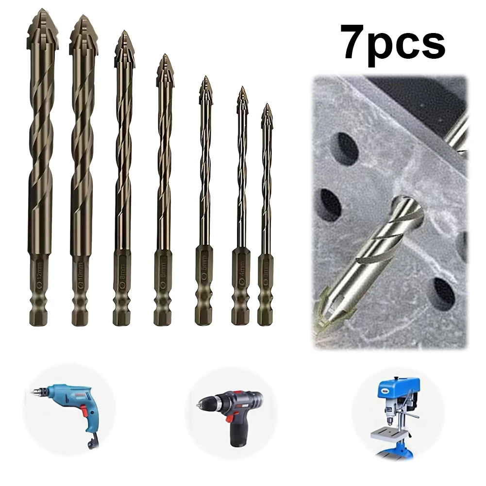 7 قطعة أربعة الناي سن المنشار غريب الأطوار مثقاب الخشب سداسية عرقوب انحراف رئيس غريب الأطوار لقمة ثقب 3/4/5/6/8/10/12 مللي متر للخشب المعادن