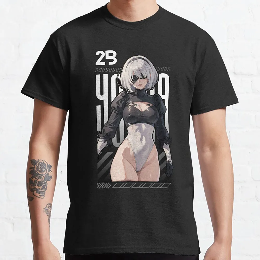

Vintage 2b YoRHa Nier Automata Game of the Yorh Anime T shirt Sexy Waifu 2B manga graphic t shirts 100% cotton large size tops