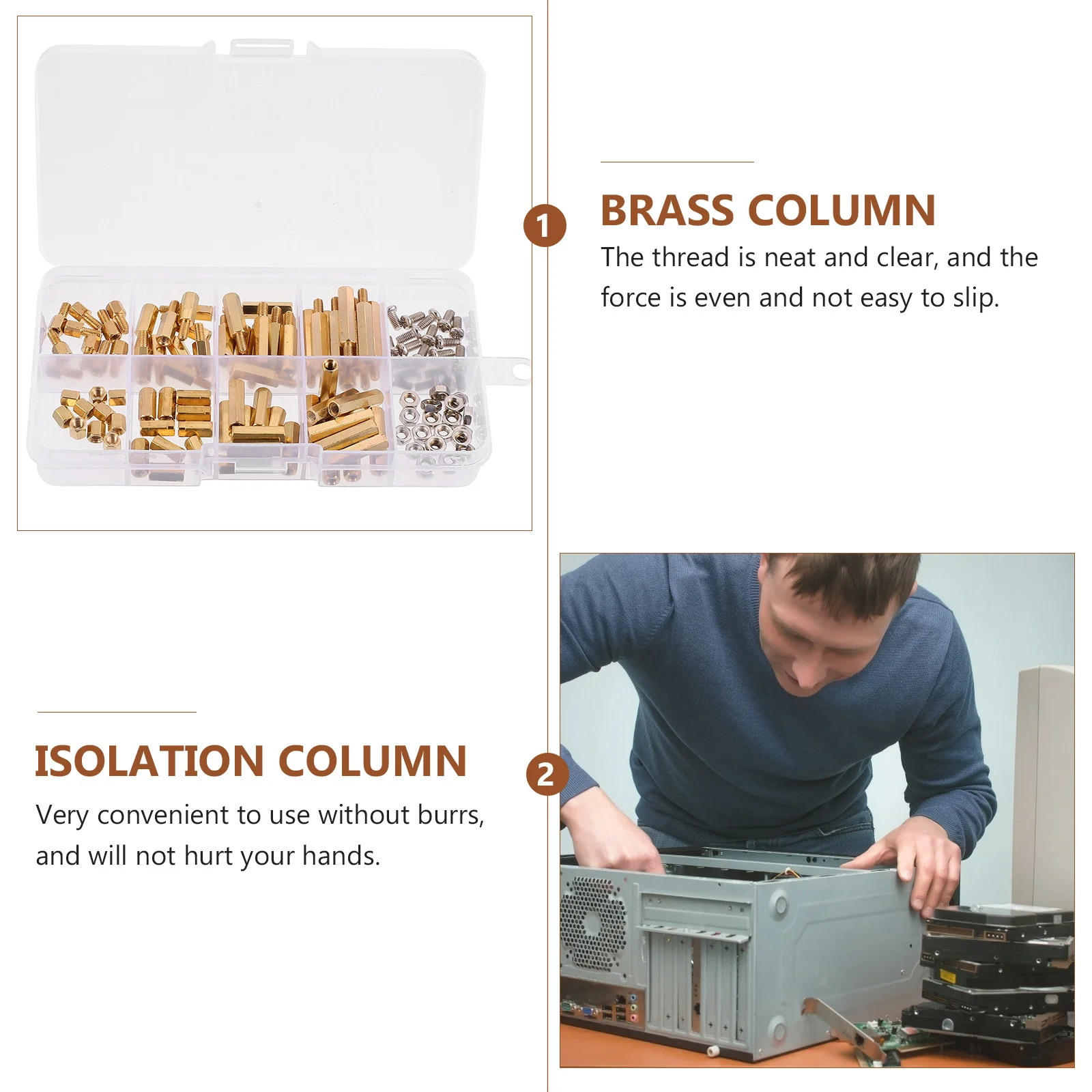 

120pcs Hexagonal Brass Column Nut M3 X 10Mm High Hardness Smooth Surface Isolation Support Studs Screw Fixing Pillar Hardware