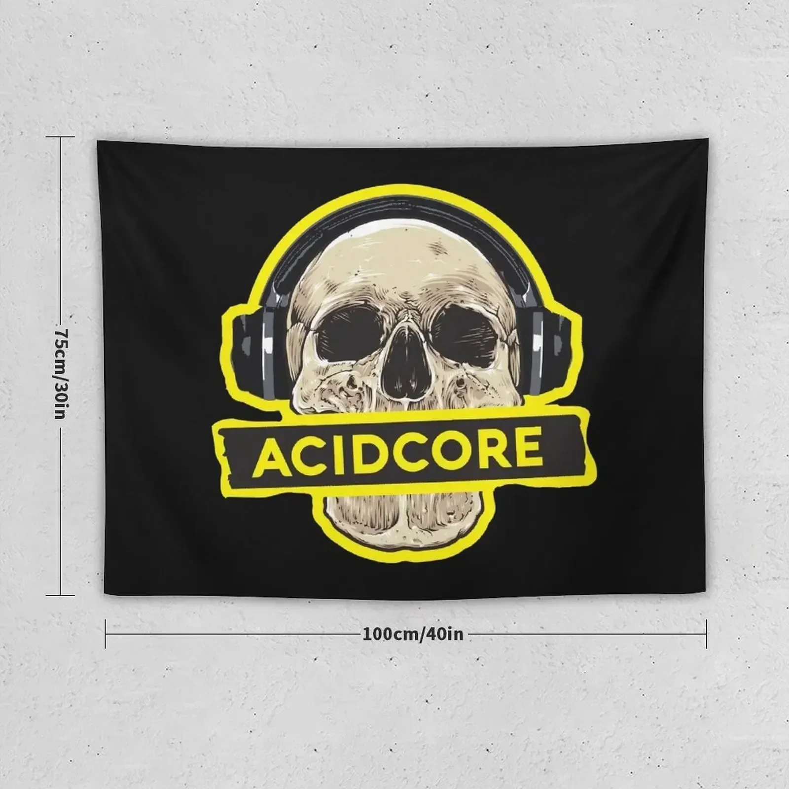 Acidcore Skull Headphones Frenchcore Tekno Tapestry Decorations For Your Bedroom Room Design Tapestry