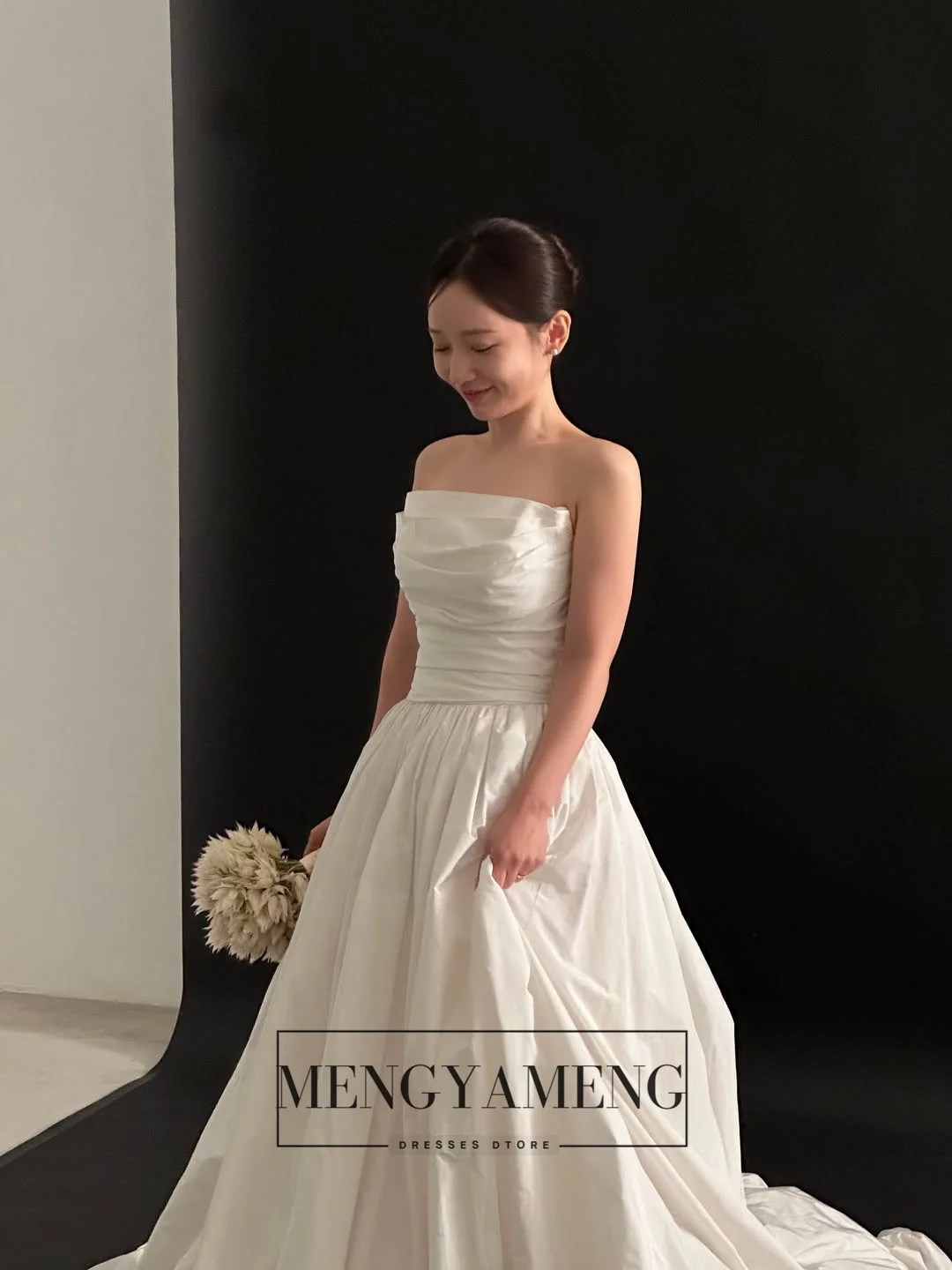 Suknie ślubne koreańskie bez ramiączek z tafty ZHUISHU, gorsetowe, z możliwością personalizacji, idealne do sesji zdjęciowych, księżniczka, linia A, suknia na przyjęcie.