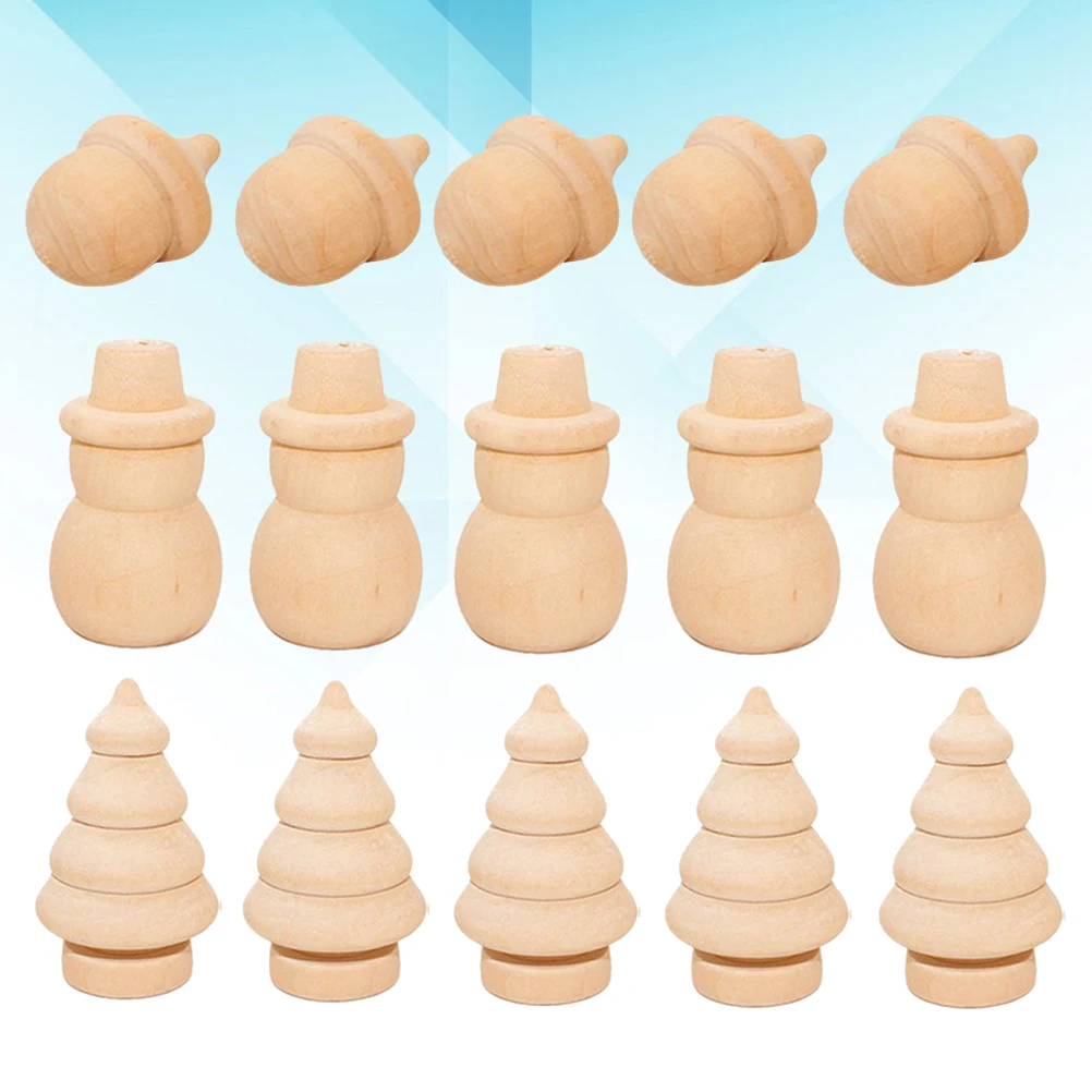 

15pcs Wooden Christmas Crafts Premium Material DIY naments Home Party Decoration Environmental Protection Safe Blank Surface