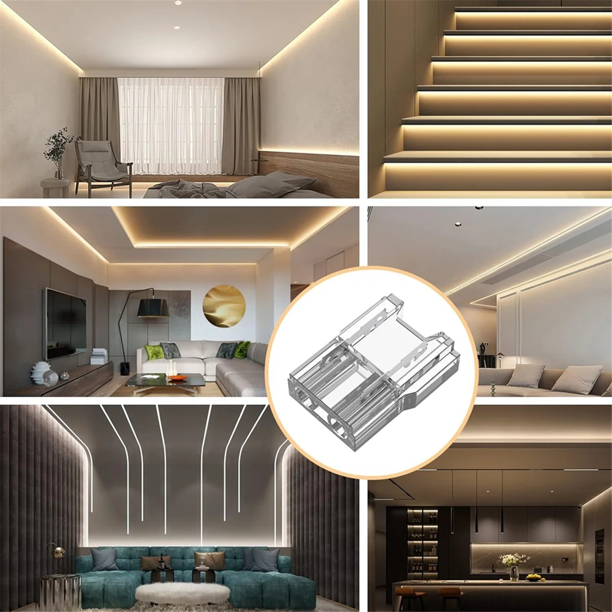 A002 LED Light Strip Connectors 20pcs 2Pin Strip to Wires LED Tape Light Connectors,Transparent Solderless No Dark Area 8mm - view 4