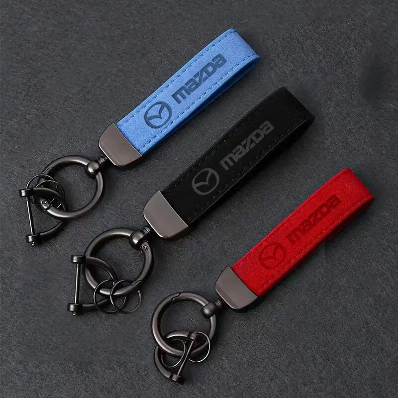 Leather Car Keychain Key Chain Rings Metal Leather For Mazda 2 3 5 6 CX5 CX9 CX7 CX4 CX3 CX30 MX5 MX3 BK Accessories Car Styling