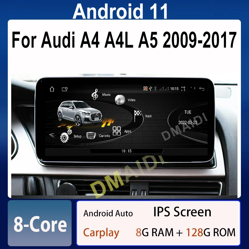 

Car Multimedia Player 10.25 /12.5inch Android 11 8+128G GPS Navigation For Audi A4 A4L B8 A5 2009-2017 CarPlay Auto Radio Screen