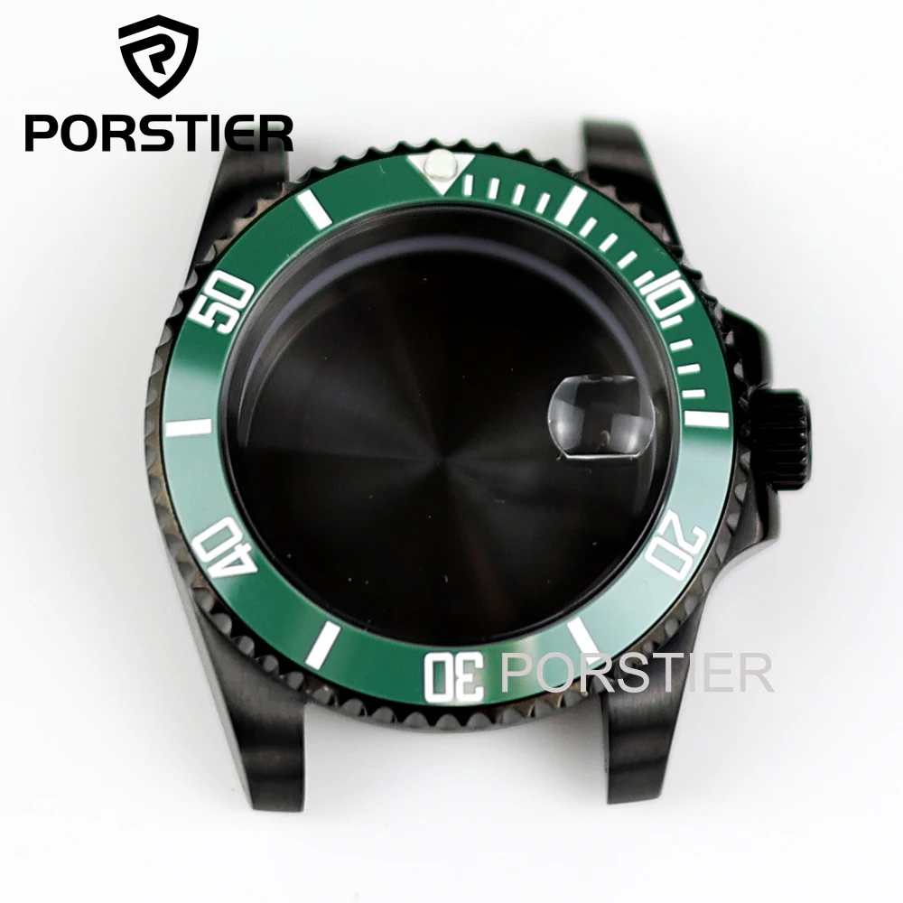 Black PVD Yacht Design Style Case Sapphire Crystal Water Resistant for NH35 Nh36 Nh34 Automatic Movement GMT SUB Watch Case