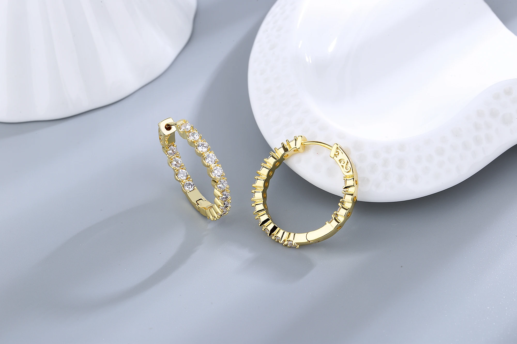 S925 Silver 39mm Big Circle Hoop Earrings For Women Fashion Wedding Fine Jewelry C Hoop Earring