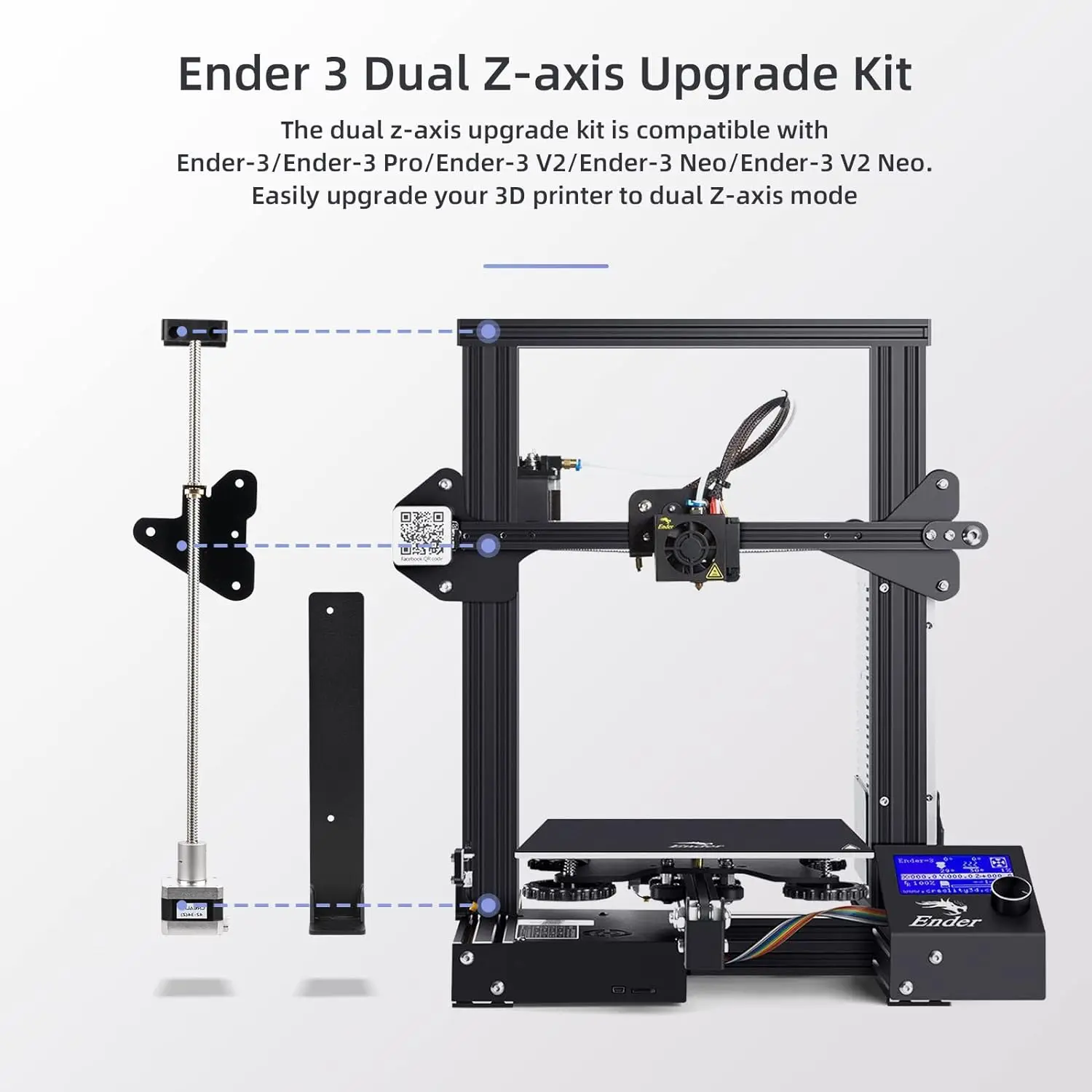 Imagem -05 - Creality-neo Kit Dual Z-axis Upgrade Peças Impressora 3d Dupla Haste de Parafuso Ender v2 Ender3 Ender-3 Pro