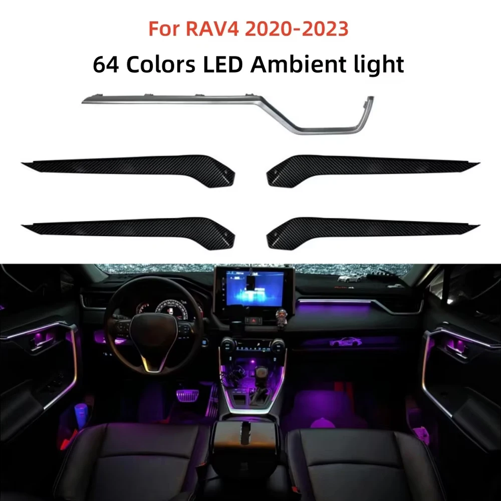 Car Ambient Lighting 18 in 1 for Toyota RAV4/Wildlander 2020-2023 Carbon Fiber Door Panel Decoration Atmosphere Lamp Accessories