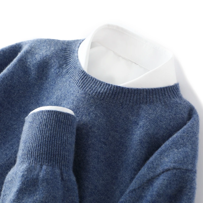 First-Line Ready-To-Wear Men's Wool Sweater Round Neck Loose Sweater Seamless Knitting 100% Pure Wool Bottoming Shirt