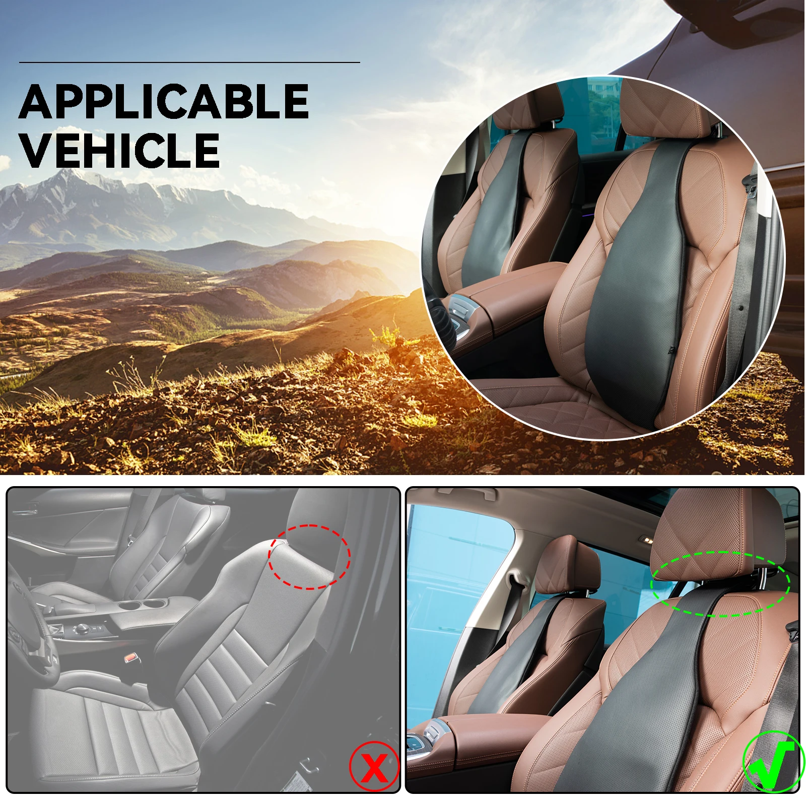 Universal Air Motion Car Chair Body Mat Seat Back Cover Lumbar Cushion Waist Coccyx Pain Relief Lumbar Support Pad Adjustable
