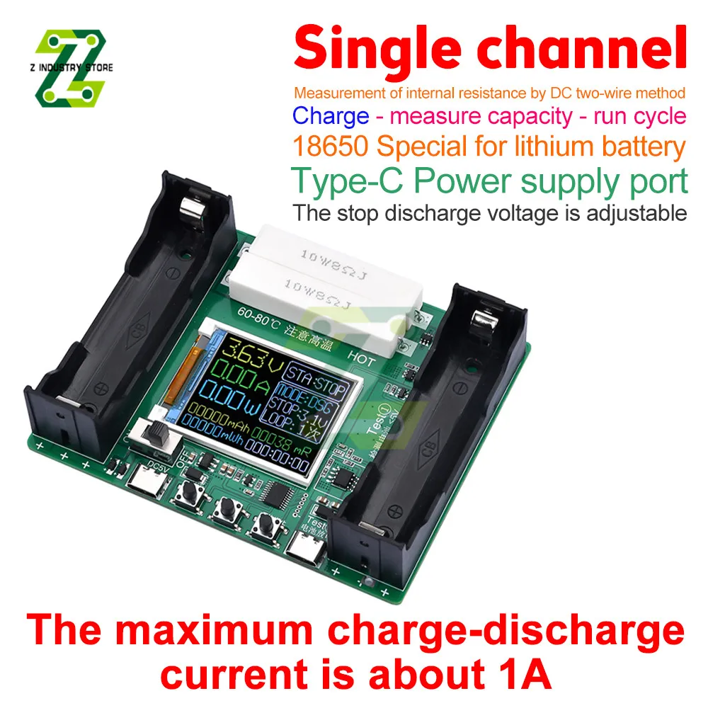 18650 Lithium Batterij Capaciteit Tester Module Lcd Digitale Display Capaciteit Module Meting Interne Weerstand Detector