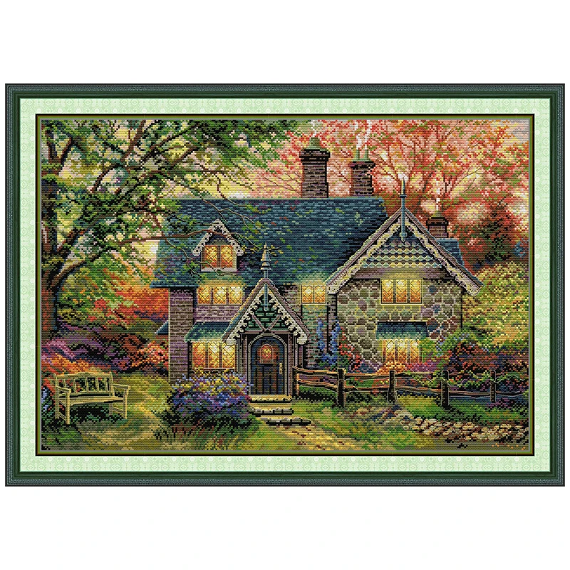 Autumn Garden Cottage Patterns Counted Cross Stitch Set DIY 11CT 14CT 16CT HD Stamped DMC Cross-stitch Kit Embroidery Needlework