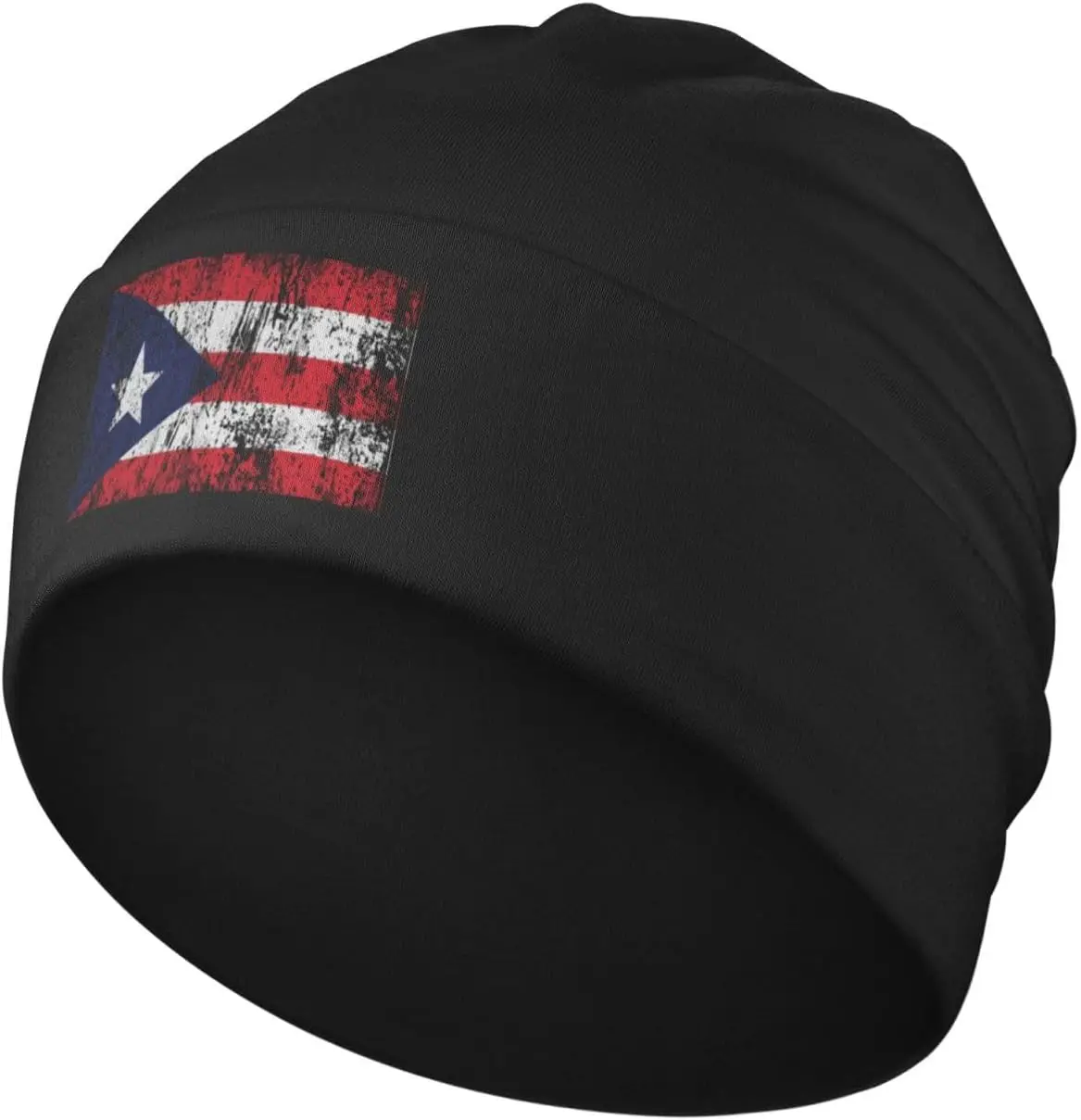 Funny-Puerto-Rico-Rican-Flag Beanie Hats Men Skull Sleep Cap Knit Sleeping Hat Head Wrap Cap for Men Women Hedging Hat Black