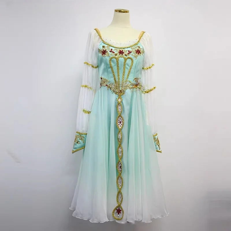 子供と大人のためのカスタムダンススカート,バレエグラデーション付きスポーツシューズ,ウォーターレイクグリーン,競技,新品