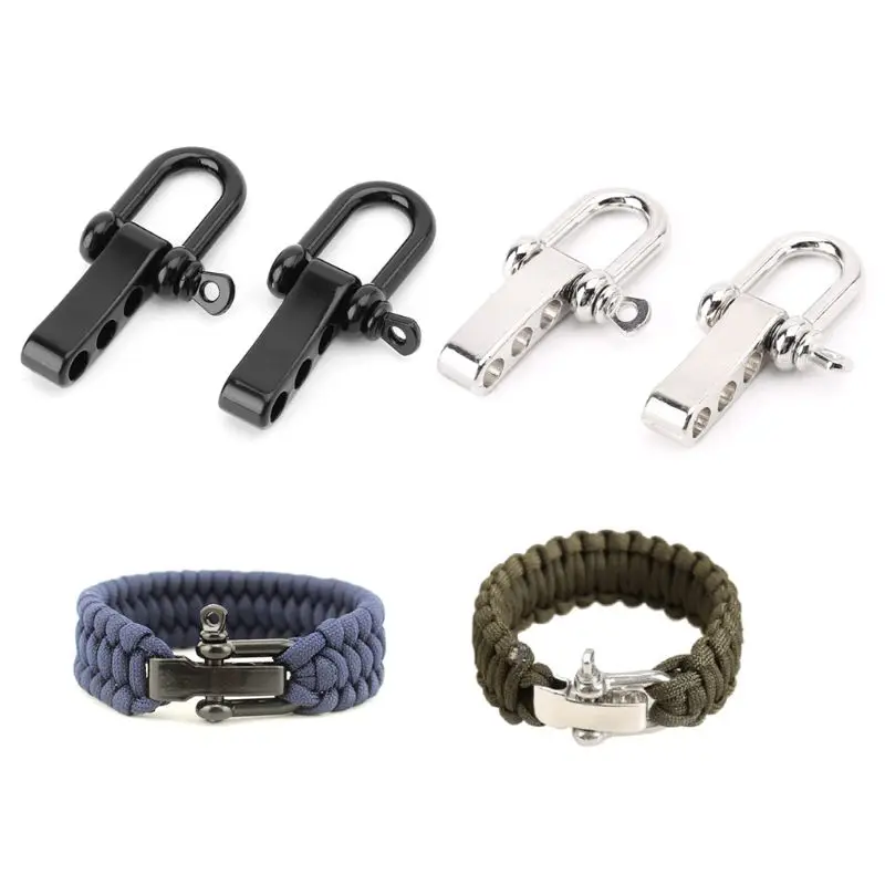 Alloy Bow Shackle Adjustable D Shaped Buckle DIY Umbrella Rope Bracelet Accessories for Survival Bracelet Camping Hiking