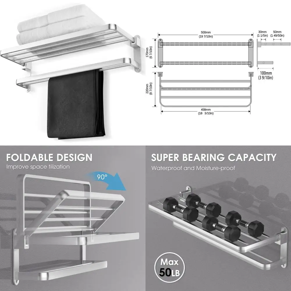 

20-Inch Brushed Satin Nickel Towel Rack with Two Bars, Lavatory Towel Shelf and Holder for Bathroom