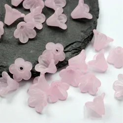 50Pcs 14MM Acrylic Frosted Flower Loose Beads for Jewelry DIY Making Dull Polish Morning Glory Raised Grain Craft Accessory