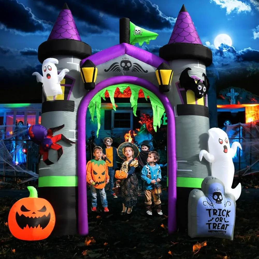 

Halloween Inflatables Outdoor Decorations, Ghost, Pumpkin, Witch, Castle, Archway, Spooky Light-Up Blow Up Halloween Decorations