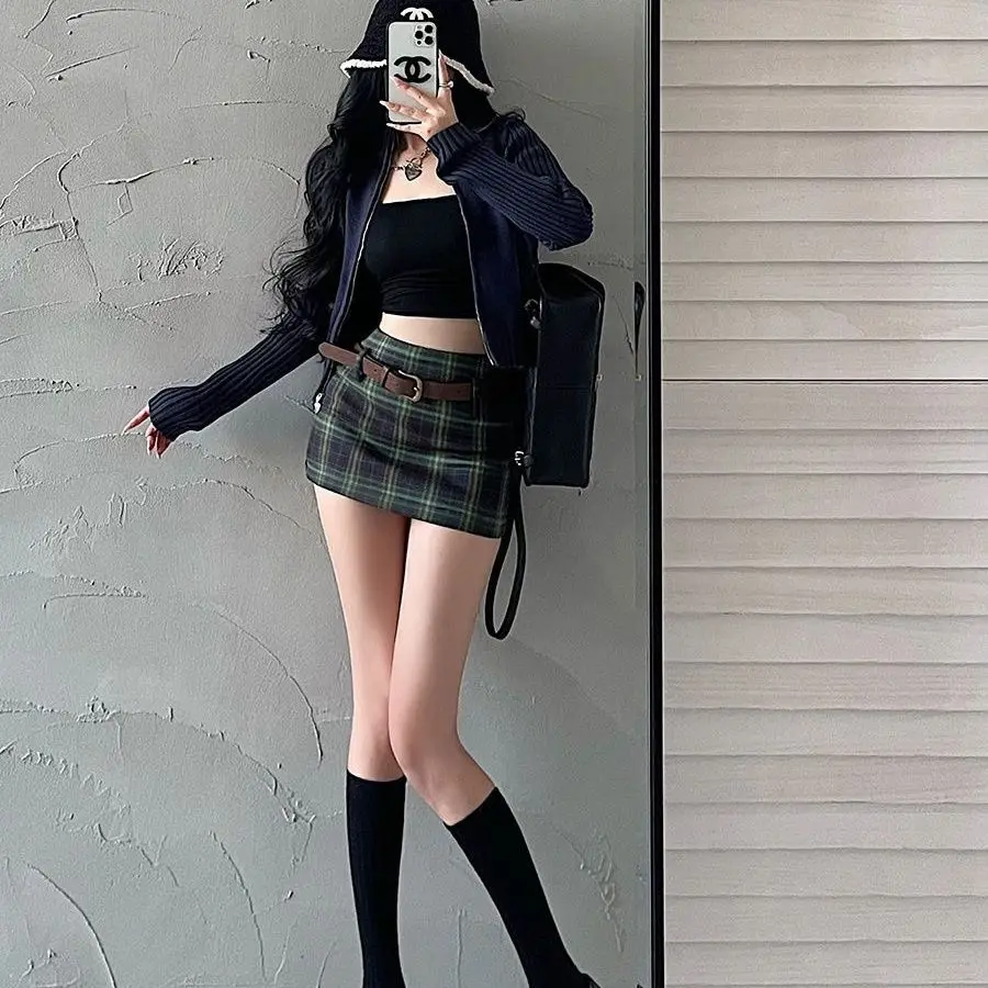 2025 Sommer Sexy Minirock Damen Wickelrock Koreanische Mädchenkleidung Street A-Linie Karierter Kurzrock Koreanischer Stil Damenbekleidung – Detail 17