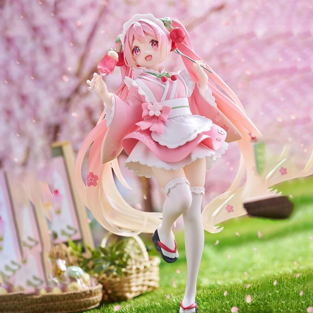 In Stock Original TAITO Sakura Hatsune Miku Maid PVC Anime Figures Action Figure Model Toys Collectibles Gifts