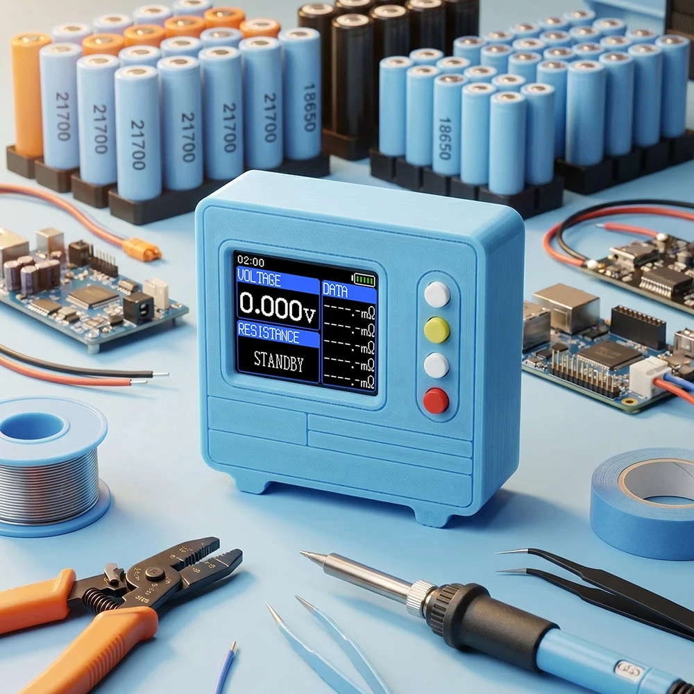 Testador de Tensão e Resistência Interna TV607 DC5V com Tela Colorida TFT de 1,77 polegadas, Medidor de Teste de Bateria DIY, Módulo de Carga 4056 AC 4 fios
