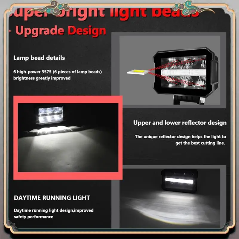 

A73Q-2 Pcs 100W Work Lights Borderless LED Pod Lights LED Driving Fog Lights LED Work Lights For Off-Road ATV UTV Trucks Accesso