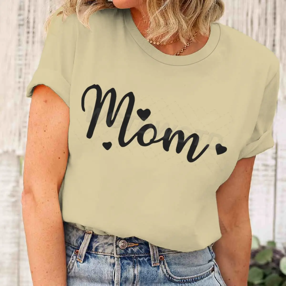 

Mom Print Fun Heart Women's Clothing Fashion Mother's Day Gifts T-shirts Short Sleeve Fun Birthday Gifts for Mama Female Tee