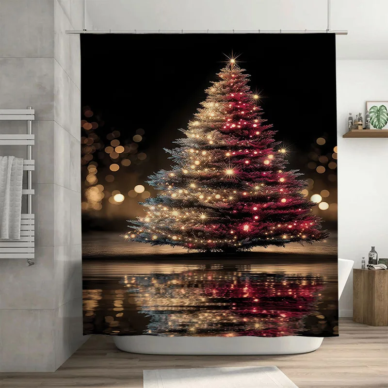 

Tuniu Праздничная лесная праздничная занавеска для ванны Лесные рождественские оленьи деревья Набор занавесок для душа Водонепроницаемая декоративная