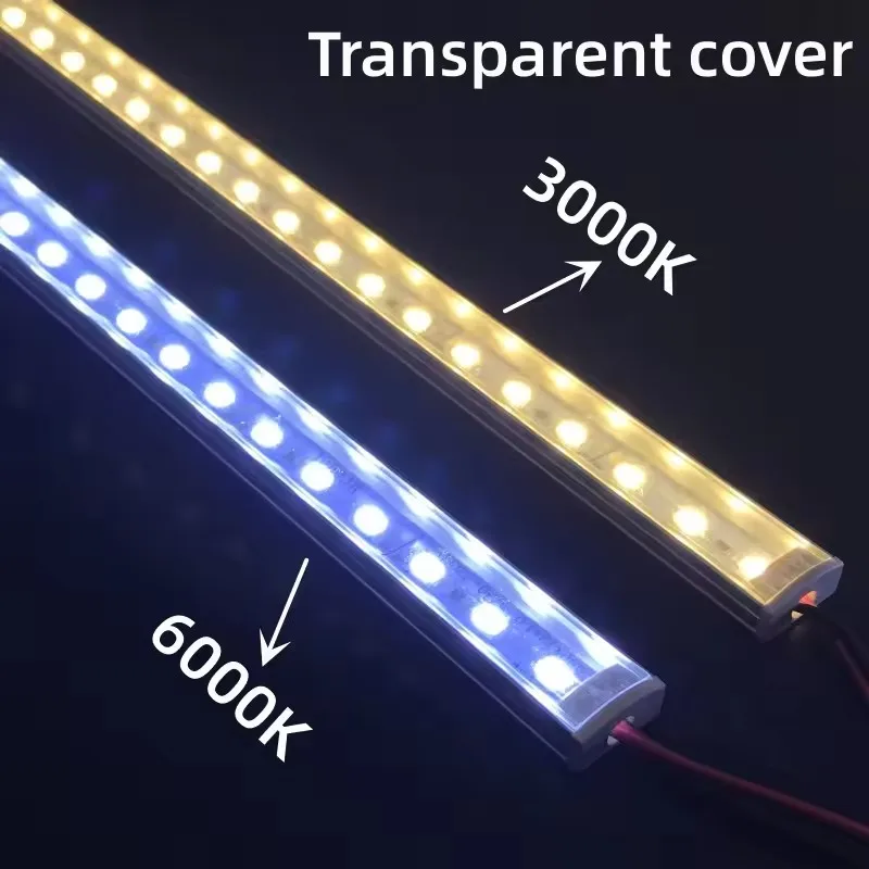 1-20 PCS tira rígida de LED DC12V 50 CM 20 polegadas SMD5730 36LEDs em forma de U/V plana LED canal de alumínio tira rígida para iluminação interna