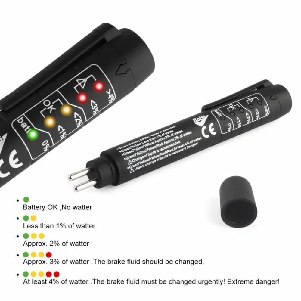LED Display Brake Fluid Testing Pen Automotive Brake Oil Tester Vehicle Oil Quality Detector for Car Garage Mechanics Repair