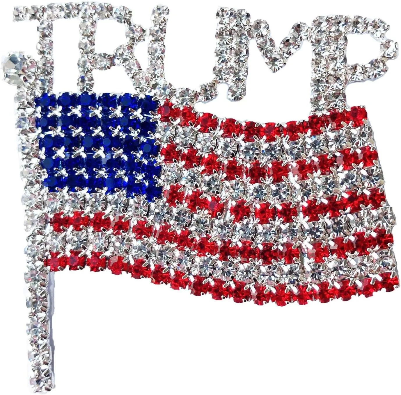 

2 pcs Trump Pin Crystal Trump with American Flag pin Brooch