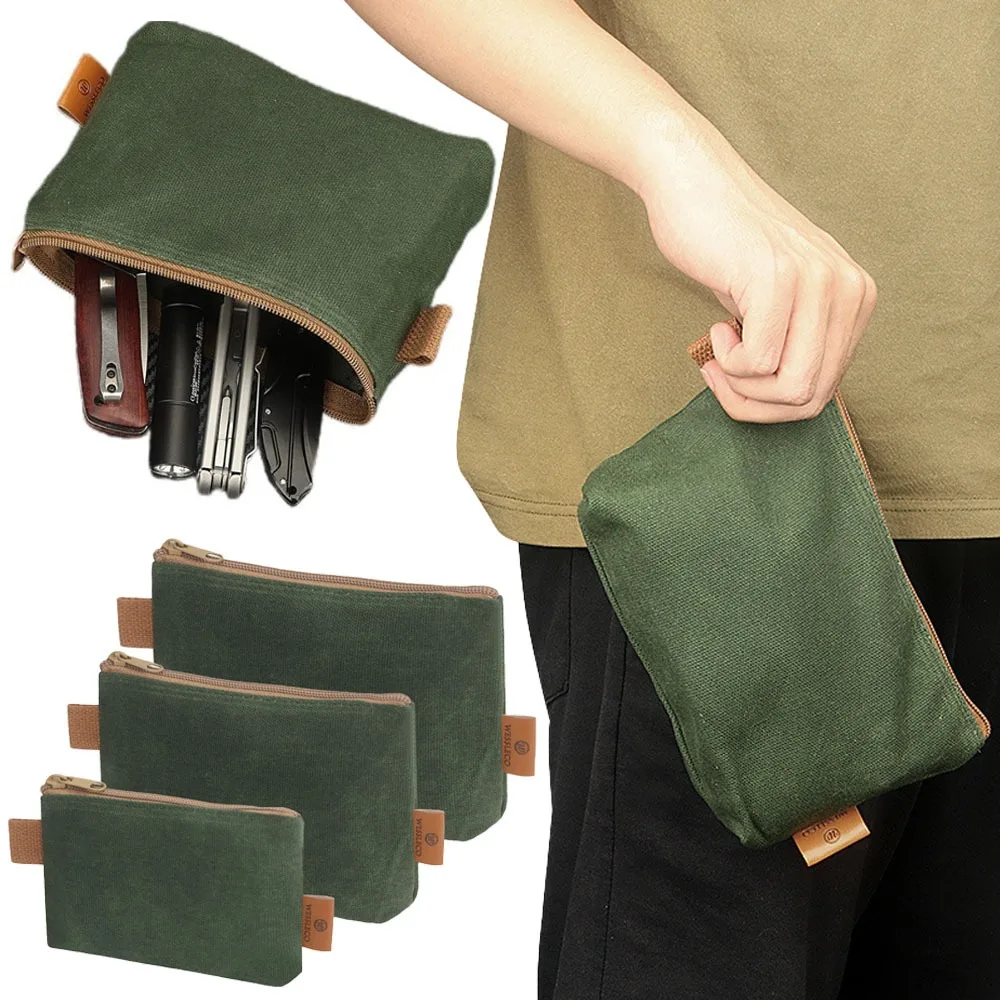 

Multifunctional Waterproof Canvas Tool Bag Durable Storage Organizer for Hardware Parts Small Portable Zipper Pouch