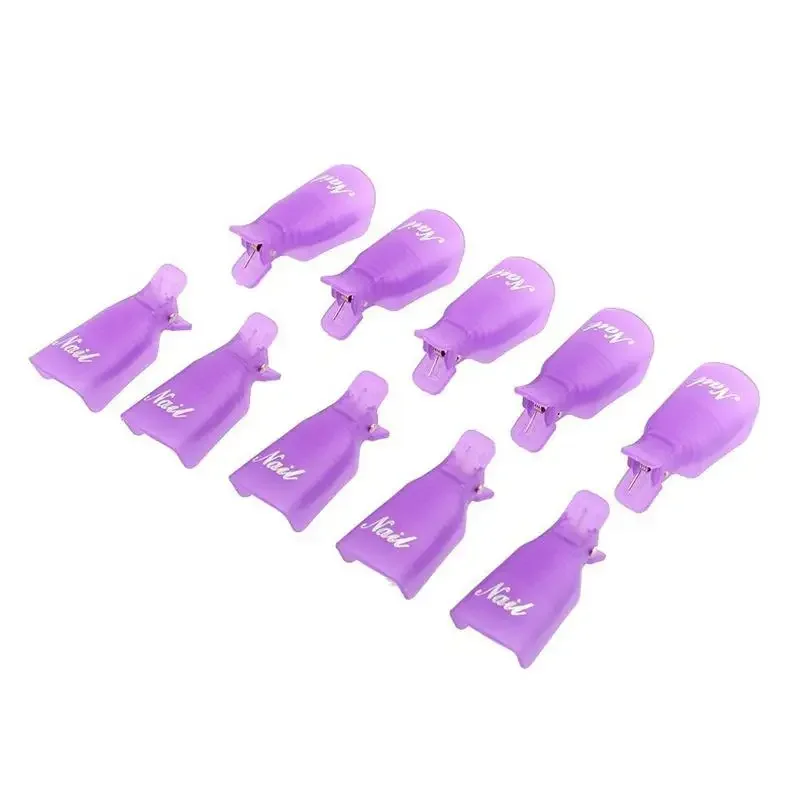 

10PC Plastic Nail Art Soak Off Cap Clip UV Gel Polish Remover Wrap PP