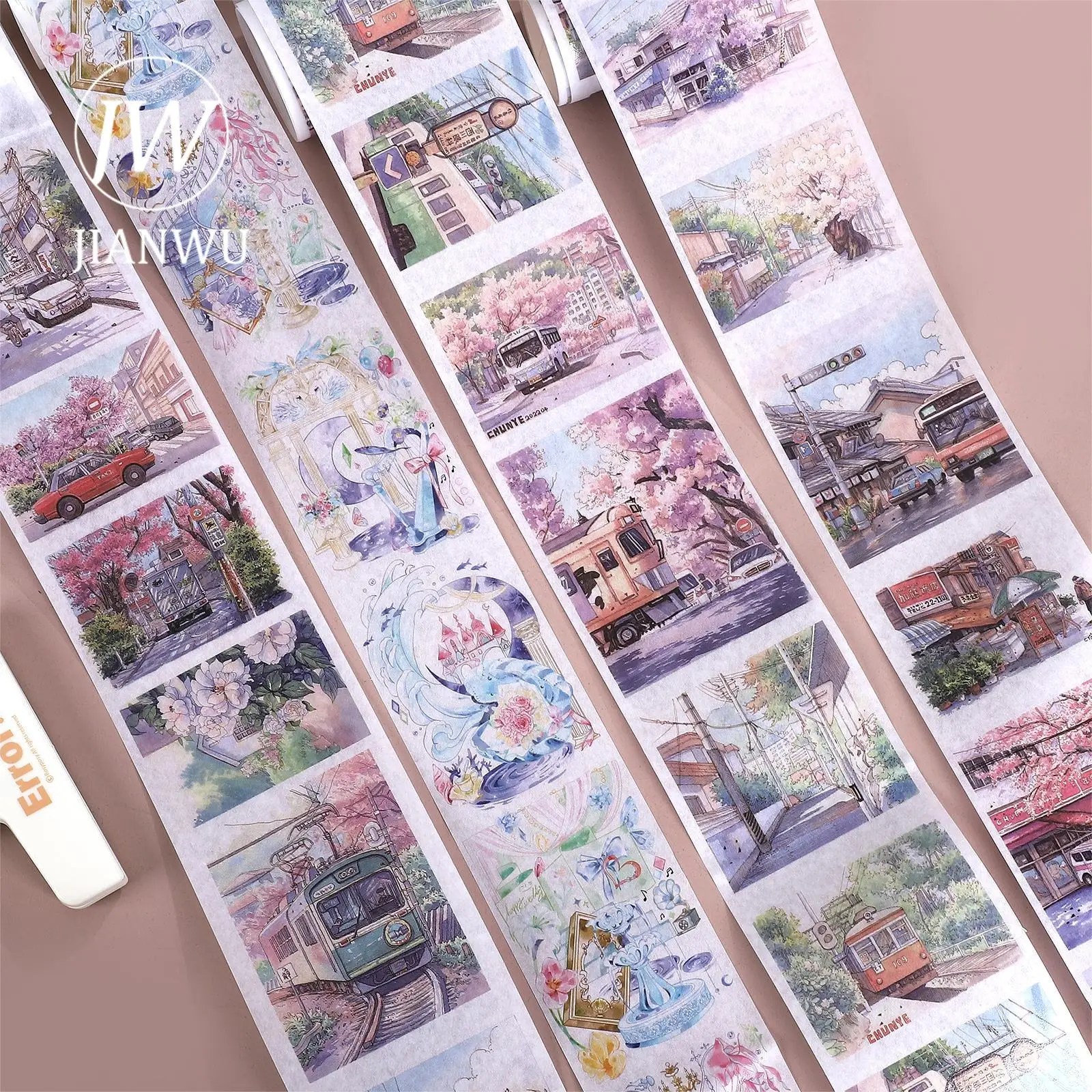 JIANWU 200cm Vintage Butterfly Flower Landscaping Material Collage PET Washi Tape Creative DIY Journal Scrapbooking Stationery