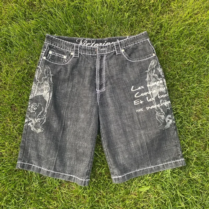 

Y2K модные новые модные повседневные джинсовые шорты с буквенной вышивкой женские готические Harajuku популярные спортивные джинсовые шорты для пар