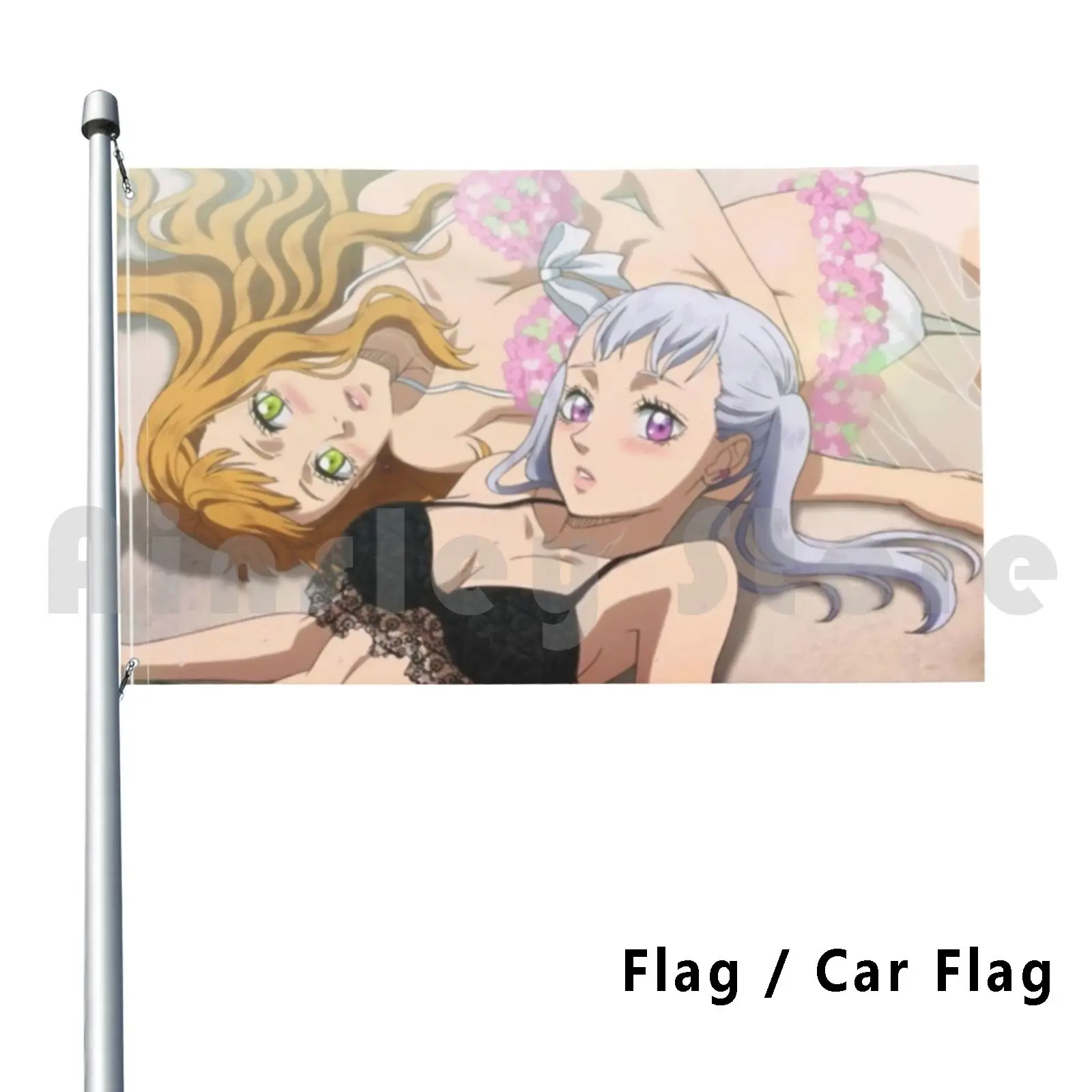 Noelle And Mimosa Bikini Outdoor Decor Flag Car Flag Black Clover Japanese Anime Manga Grimoire Asta Yuno Ecchi