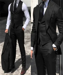 3-Piece Brown Men Suit Business Office Jacket Pants Vest Set Slim Fit Outfit Wedding Tuxedo for Male Custom Costume Homme