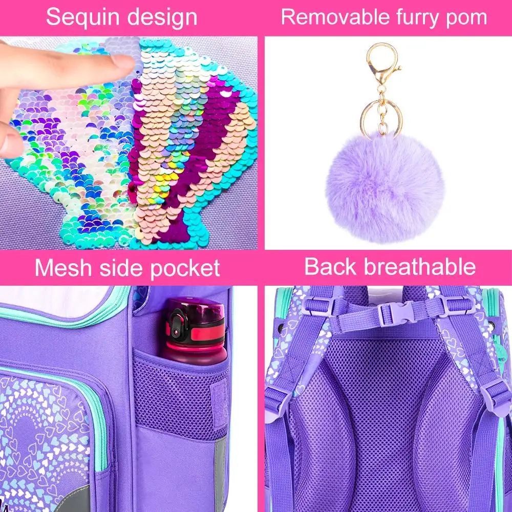 Beautiful Purple Shell Backpack Designed for Girls