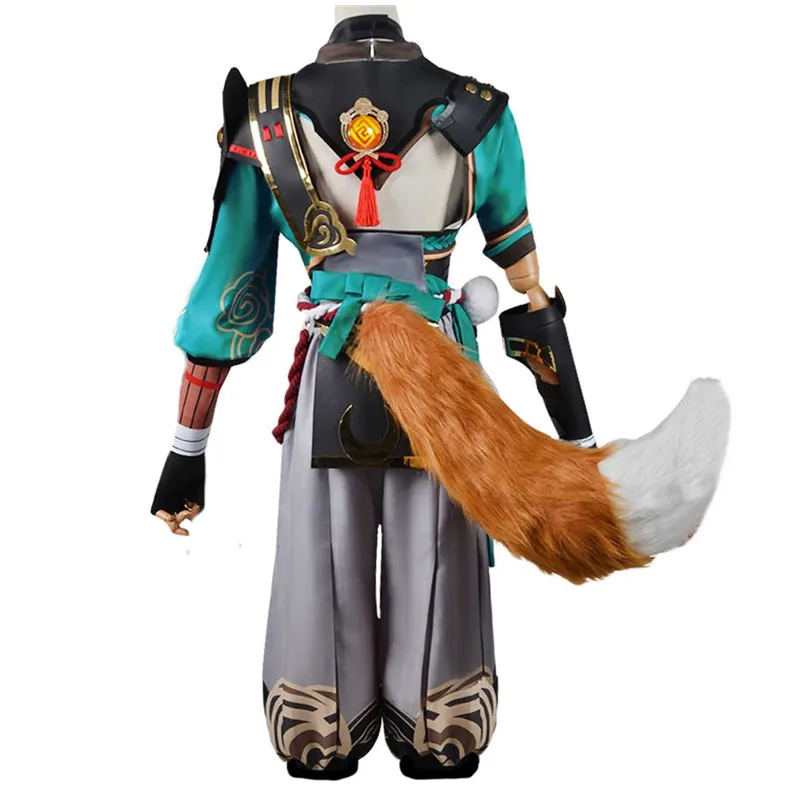 Genshin Impact Gorou Cosplay Suit para homens e mulheres, Fox Tail, Orelhas, Traje de Halloween, Roupas Anime, Uniforme, Calças