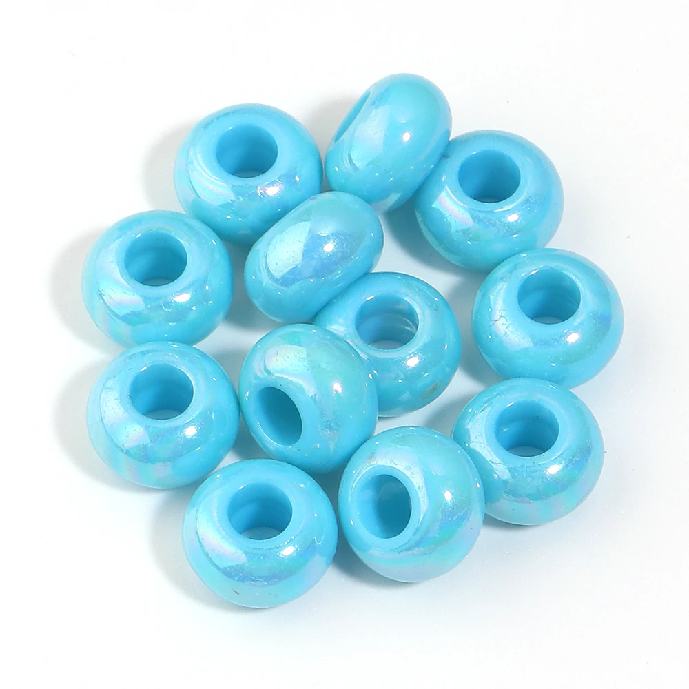 50 stuks 14mm UV gekleurde geplateerde grote gat acryl kralen losse afstandhouders abacus kralen DIY handgemaakte ketting voor het maken van sieraden