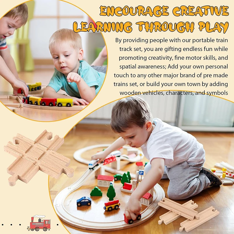 Wooden Track Accessories Beech Wood Railway Train Track Connector Toys Fit Biro All Brands Wooden Tracks Lights For Kid Toy Gift