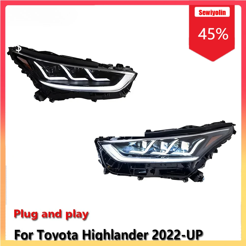 

Car LED Headlight Automobile Parts For Toyota Highlander 2022-UP Fog DRL Brake Turn Signal Lamp Plug and Play