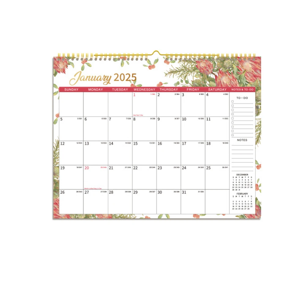 

2025 Wall Calendar 12Months Hanging Calendar with Large Writing Blocks Suitable for Daily Monthly Daily Planner To Do List