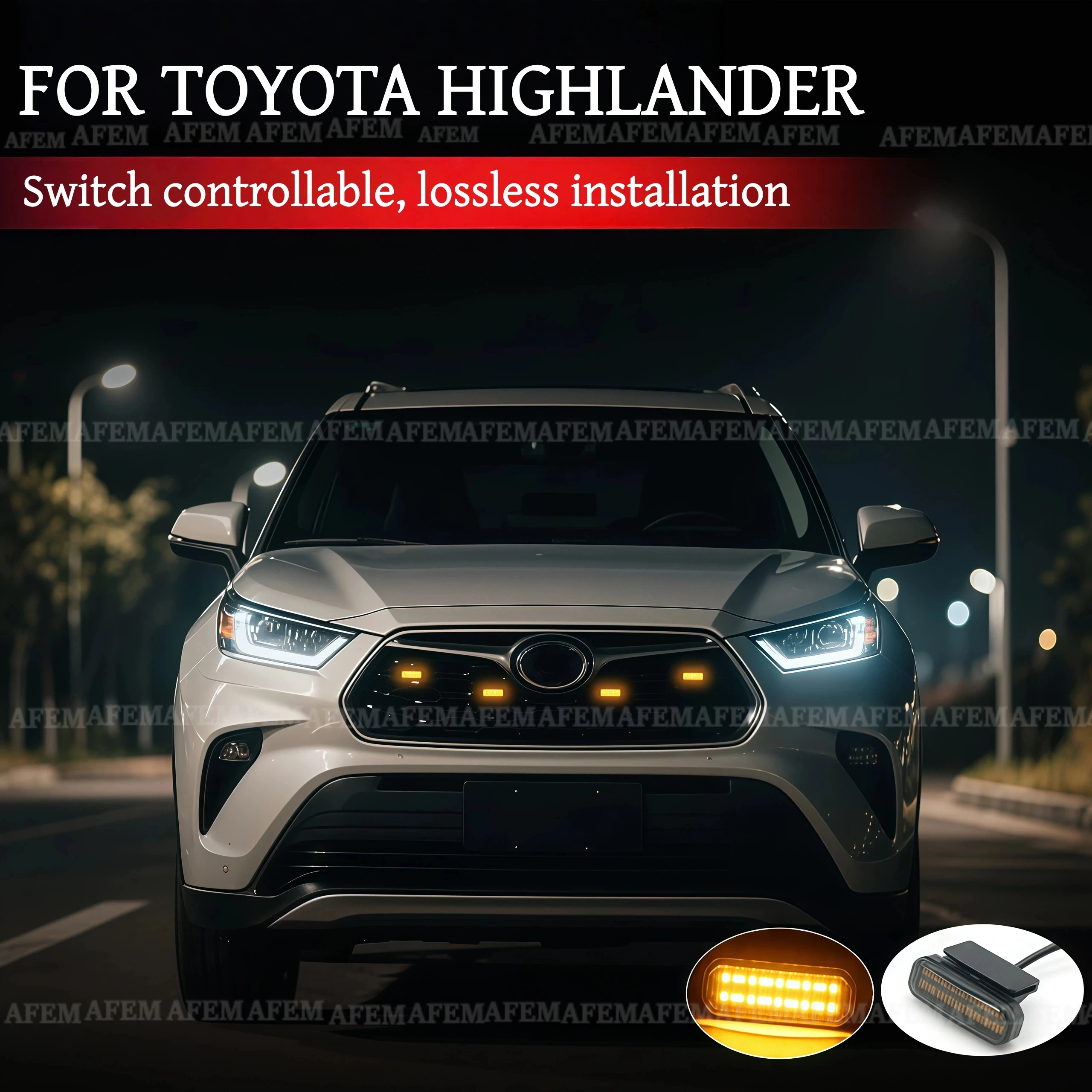 LED Front Grille Light For TOYOTA HIGHLANDER Car Daytime Running Light Wheel Eyebrow Lamp 12V Pickup Offroad Upgrade